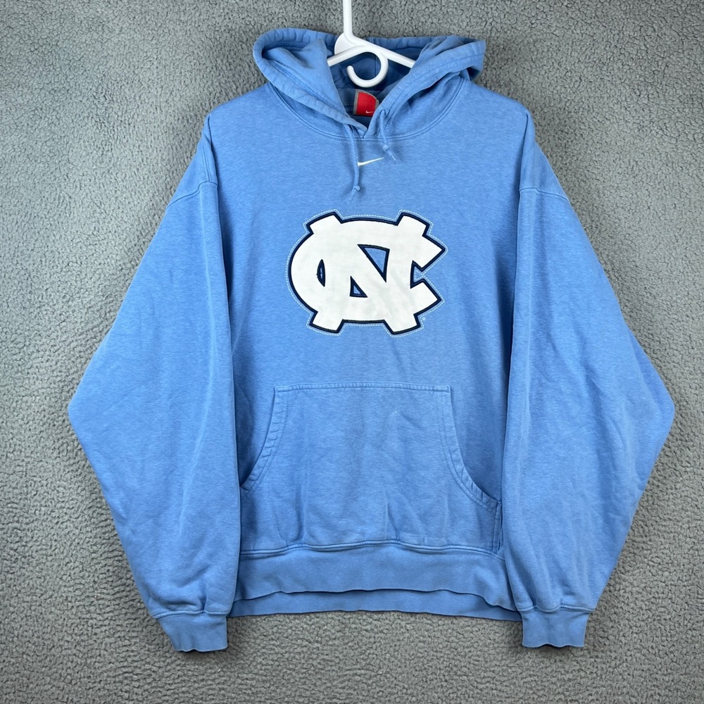 Nike Team North Carolina Tar Heels Hoodie Blue Vintage NC Logo Mens Large